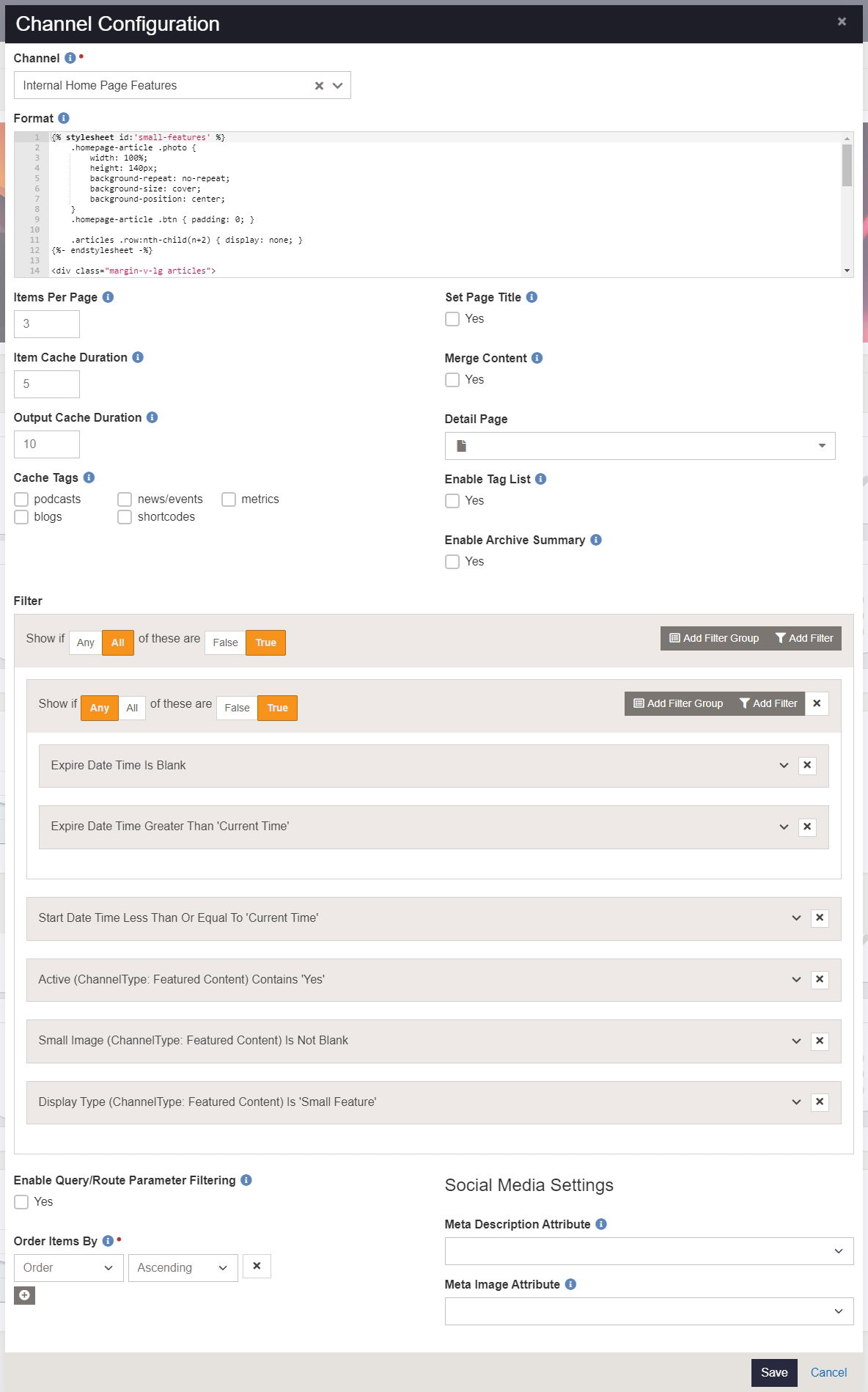 Small Features block criteria