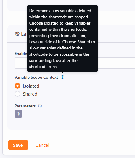 Lava Shortcode Variable Scope Context Options